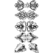 Juinte 4피스 라인스톤 스웨터 소용돌이 클립 망토 빈티지 카디건 숄카라 걸쇠 드레스 셔츠 브로치 여성브로치