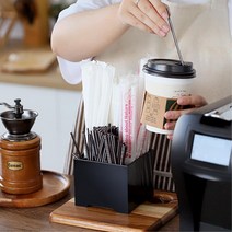 커피숍 블랙 빨대통 믹스커피 보관함 디스펜서S 병원