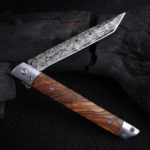 다기능 휴대 Cuchillo-다마스 패턴 야외 나이프 고경도 접이식 휴대용 미니 EDC 자기 방어, 04 Damascus square head