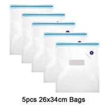 진공 포장기 재사용 가능 지퍼백 전기 실러 USB 충전식 식품 보관, 5pcs 26x34cm