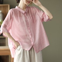새는 것을 줍다 전문점 철회함 잔품명세서 거물급 여성의류 단아한 클래식 미들 소매 얇은 면마블라우스 상의