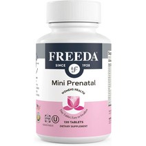FREEDA 미니 산전 비타민 코셔 작고 삼키기 정제 철분이 함유된 엽산/엽산 D 임산부를 위한 종합 240, [01] 120 카운트