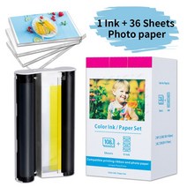 잉크 카트리지 및 사진 용지 Canon Selpy CP1300 포토 프린터 KP-108IN 100x148mm (4x6 인치) KP-36IN, [03] 1 ink 36 paper, 1개