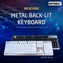 일음쇼핑^*n엠피보스 게이밍키보드 MS-K1000 LED 24멀티키 게임용 PC 유선 PC방 고급 멤브레인일음medi*^, ab*^*선택있슴블랙