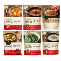 비비고 인기즉석 탕찌개 6종(두부김치+된장찌개+사골곰탕+육개장+미역국+차돌된장찌개), 1세트, 460g