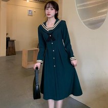 브라이덜샤워 원피스 빅사이즈 가을 2022 새로운 프랑스 레트로 선원 칼라 플러스 사이즈 우아한 화이트 드레스 통통한 여자 허리 포옹 배꼽 커버