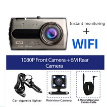 5채널블랙박스 4채널 3채널 화물차 룸미러 패달 블랙박스 대시 캠 와이파이 자동차 DVR 4.0 풀 HD 1080P 후면보기 차량 카메라 비디오 레코더 자동 대시캠 블랙 박스 GP, [01] DVR Rear Camera WiFi, [01] 64G TF Card