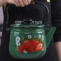감성 범랑 인덕션 캠핑 물끓이는 난로 미니 법랑 주전자, 19.2.5L 그린딸기, 2L(포함)-3L(포함)