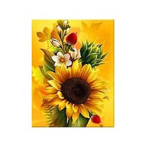 JISAN 보석십자수 캔버스형 40 x 30 cm DIY 세트 큐빅, 황금해바라기 꽃