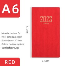 2023다이어리2023 A6 영어 버전 일일 계획 작업 학습 프로그램 365 일 일기 플래너 효율성 수동 일정 노트, 03 빨간