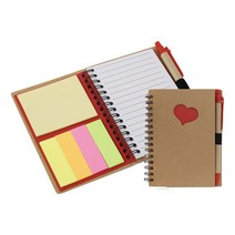 수첩세트 포스트잇포함 빈티지 크라프트 메모장 볼펜수첩 하트모양