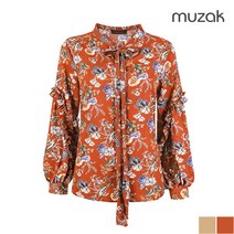 무자크 무자크 프릴소매 플라워 리본 블라우스 (MH8WBL10)