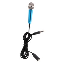 Ursmart 휴대폰 미니마이크 휴대용 노래방어플 수납게이스증정, 12x8x3cm, 블루, 설명