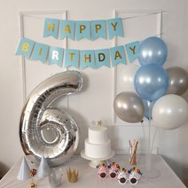 재미제이 해피벌스데이 플래그가랜드 3종세트(블루) 생일가랜드, 대형, 5