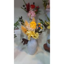 추모공원 실내 도자기 미니화병 용산꽃집 로즈플로라 (지름폭 약 6-8cm 높이 약 14-17cm ), 옐로우
