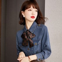 흑청 데님 셔츠 오버핏셔츠 여성봄셔츠 롱셔츠 여성청남방 여자데님셔츠 여성긴팔셔츠 롱남방 여자셔츠코디 여자여름블라웃