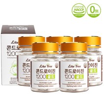 라이크트리 콘드로이친 1200 골드 미국산 곱상어연골 상어연골분말 어골칼슘 유기농 아가베 이눌린 고함량 콘드로이틴 HACCP 햇썹 인증 제조, 5개, 60정