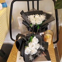 블랙 라인장미 고급 장미꽃다발 블랙포장 졸업식꽃다발 화이트데이, 블랙라인 블랙포장