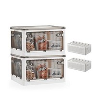 43 Qt Clothes Organizer Bins With Wheels Five Doors Storage Box for Toy Organizers and Storage Sta, White, 31 Qt.-2 Packs and 2 Storage B