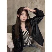 가을 시크 라이더 가죽 재킷 코트 루즈핏 긴팔 상의