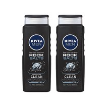 니베아 남성용 딥 클린 바디 워시 록 솔트, 2개, 500ml