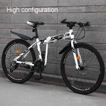 26인치자전거 청소년 중학생 로드 성인용 접이식 자전거 산악 이중 충격 흡수 디스크 브레이크 학생 가변 속도 휴대용 남녀 26 인치, 12.High match white - 26 - 27