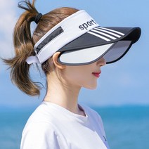 골프모자 골프 모자 햇빛차단모자 썬캡 여성 야외운동 여성라이딩 코디하기쉬운 배색 태양 차양모자, 화이트 블랙