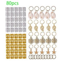 80pcs 아프리카 헤어 브레이드 펜던트 매력 드레드 락 비즈 클립 금속 커프 고리 보석 보석장 석판 장식 액세서리