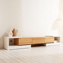 확장형 거실장 2400 선반 수납정리함 티비다이 서랍장, 매트블랙