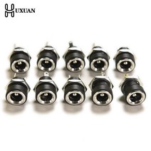 전기 커넥터 10PCS DC 전원 공급 장치 잭 소켓 암 패널 마운트 커넥터 2 핀 5.5X2.1mm 플러그 어댑터 터미, 한개옵션0