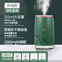 가습기추천 자연기화식 사무실가습기 자연식 가열 스마트 방건조할때 가정용 조용한 가열식가습기 가습기 85, 사일런트 피쉬테일 그린 충전 플러그가 있는 충전