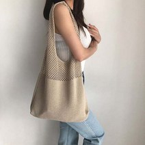 여성 라탄 그물백 쇼퍼 여름 에코 네트백_재고정리, 화이트