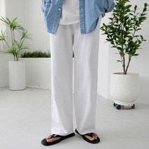 린넨 바이오워싱 롱 와이드 밴딩 팬츠(2color)
