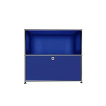 USM 우드 판넬 철제 수납장 1x2 블루 하단 도어, 라이트 엘로우
