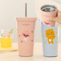 카카오리틀프렌즈 스텐 스트로우 텀블러 / 보온보냉텀블러 텀블러 라이언텀블러 어피치텀블러 카카오프렌즈텀블러 카카오텀블러 보온물병 보냉물병 도시락보온병 귀여운텀블러 스트로우전용세척솔, 어피치