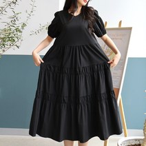 메리앤유 이지데일리 셔링주름 3단캉캉 반팔원피스