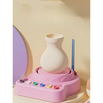 미니물레 미니 소형 도예 핸드메이드 도자기 점토그릇 가정용 만들기 물레 도자기공예, 블루콤비10봉지공구물감작은꽃8송이