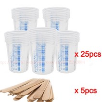 무선고압청소용물총 600ml 스프레이 건 일회용 측정 컵 25/100 개 투명 눈금 플라스틱 페인트 혼합 및, 01 25PCS 600CC