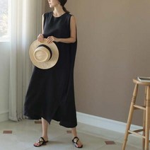 Makone 린넨원피스 모델핏 한편식 선드레스 여성여름옷 아사면