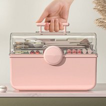 월드마켓 메이크업가방 화장품정리함 보관함 화장대정리 여행용가방, 화장품박스-핑크