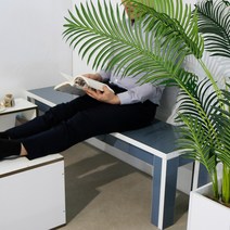 큐브프레임 실내용 벤치체어 DIY 맞춤사이즈 장의자 주문제작 벤취 긴의자, 블루그레이 벤치체어