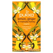 Pukka Herbs 레몬 생강 및 마누카 꿀 차 무카페인 허브차 티백 20개입 40g(1.41oz), 40g, 3개