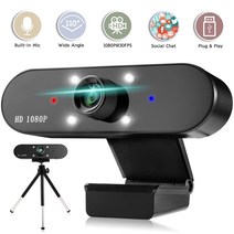 웹캠 1080P USB 웹 카메라 (마이크 포함) pc 게이머 컴플리트 캠 (PC 노트북 용) 데스크탑 YouTube Skype C, 01 Black
