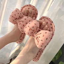 딸기리본 앞트임 거실화 실내화 사무실화 2컬러 사계절 실내 슬리퍼, 핑크, 235mm정도
