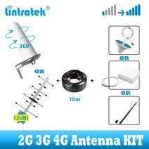 통신안테나 Lintratek 2G 3G 4G 옥외 및 실내 안테나 키트 GSM LTE 900 1800 2100 셀룰러 신호 부스터 증폭기 리피터 케이블, 1. SET 1 Omni and Panel
