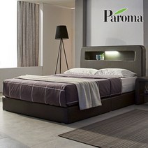 파로마 라인더 LED 본넬투매트리스침대 프레임만Q, 초코브라운