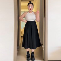 베이지 클래식 더블 주름스커트 모직 스트랩 뒷밴딩 샤 벨뱃 셋업 울