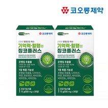 기억력 혈행엔 징코 플러스 정 영양제 찡코 진코 은행잎 추출물 150mg 함유 플라보놀배당체 7종복합기능성 식약처 기능성 인증 건강기능식품, 2개월분(비타민증정), 2개