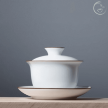 삼재개완 개완 다기 심플 화이트 무광 박태 지백 유약 경덕진 백자, 마제련-지백삼재개완, 1개