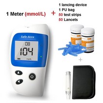 과일 당도 측정기 의료 기기 Sinocare Safe-Accu2 mg/dL 혈당 측정기 당뇨병 테스터 키트 랜싯 모니터, 04 mmol L meter kit 50